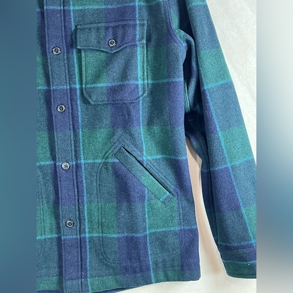 Wallace & Barnes Military Wool Blackwatch Chore Coat Tartan Flannel Shacket - Picture 4 of 13